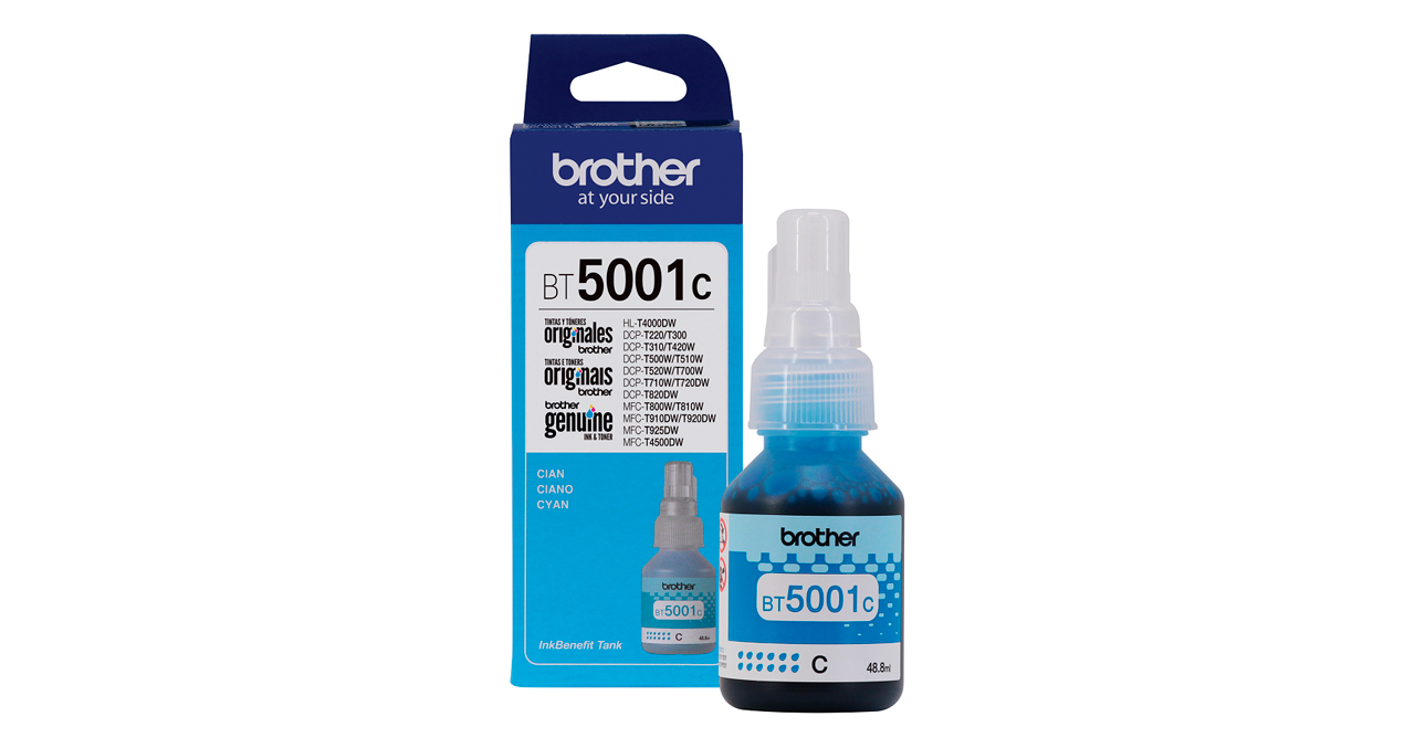 BOTELLA DE TINTA BROTHER BT5001C CYAN T510W T710W T810W T910DW T420W T520W T720DW MFCT4500DW