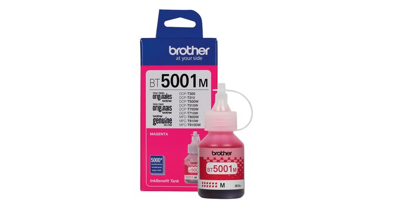 BOTELLA DE TINTA BROTHER BT5001M MAGENTA T810W T910DW T420W T520W T720DW MFCT4500DW T930DW
