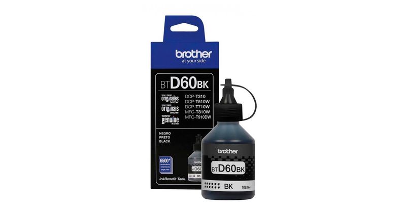 BOTELLA DE TINTA BROTHER NEGRA BTD60BK /T520W/T420W/T720DW/T910/T920DW/MFCT4500DW 7.500 P