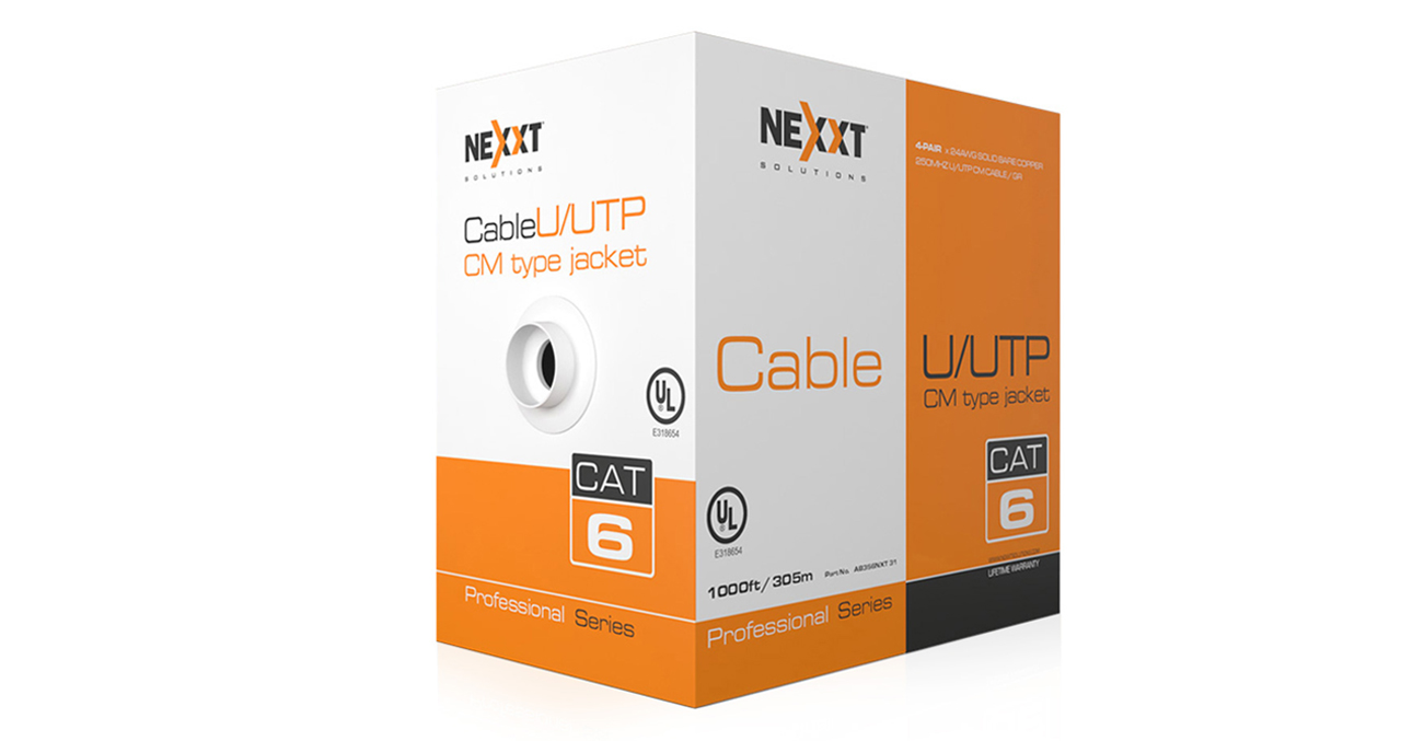 ROLLO DE CABLE UTP NEXXT CAT. 6 305 METROS 24 AWG U/UTP 4 PARES REVESTIMIENTO CM GRIS