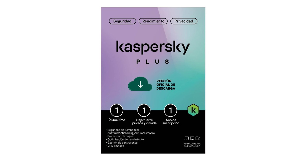 KASPERSKY PLUS / 1 DISPOSITIVOS / 1 CUENTA KPM / 1 AÑO / BASE/ CON TARJETA