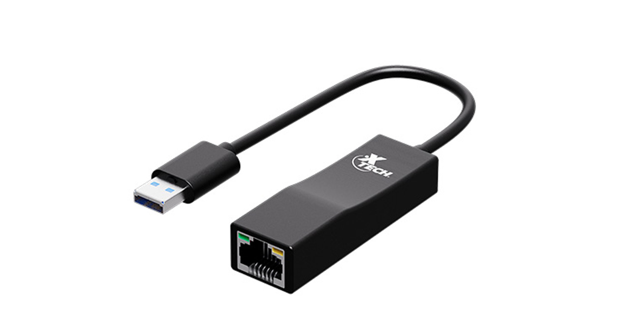 ADAPTADOR XTECH USB-A 3.0 MACHO A RJ45 HEMBRA - NEGRO
