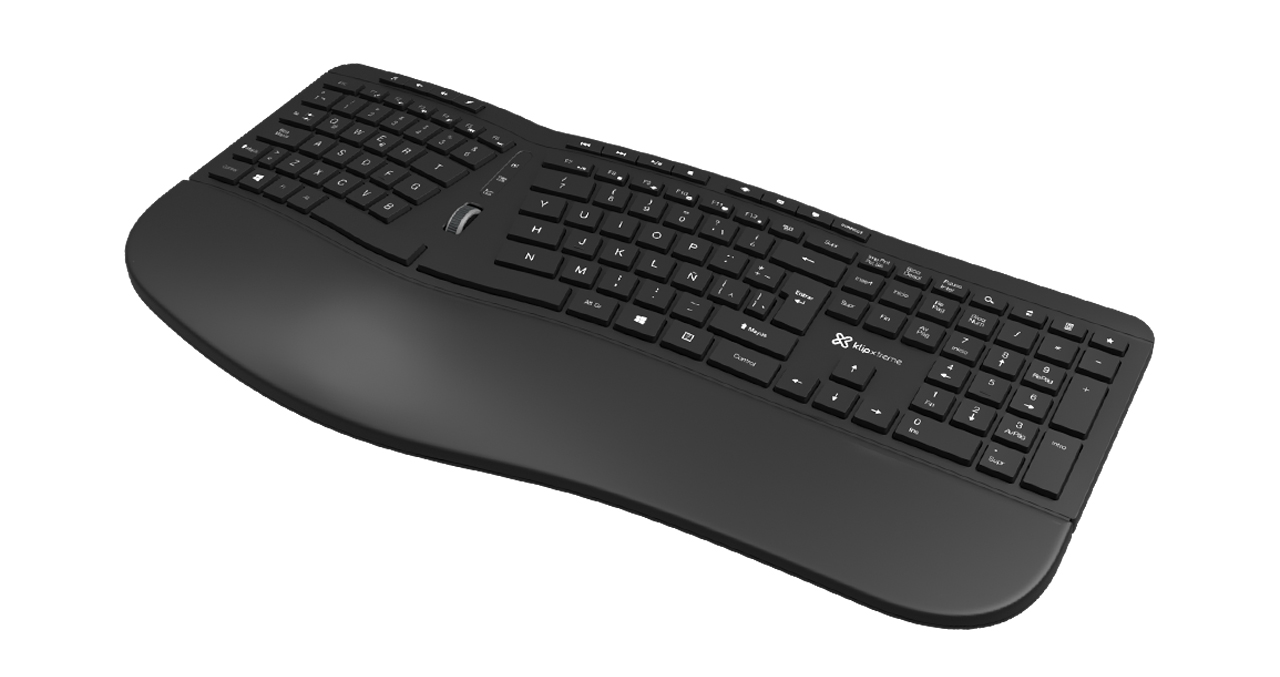 TECLADO KLIP XTREME INALAMBRICO ERGONOMICO TRANSCEND USB NEGRO