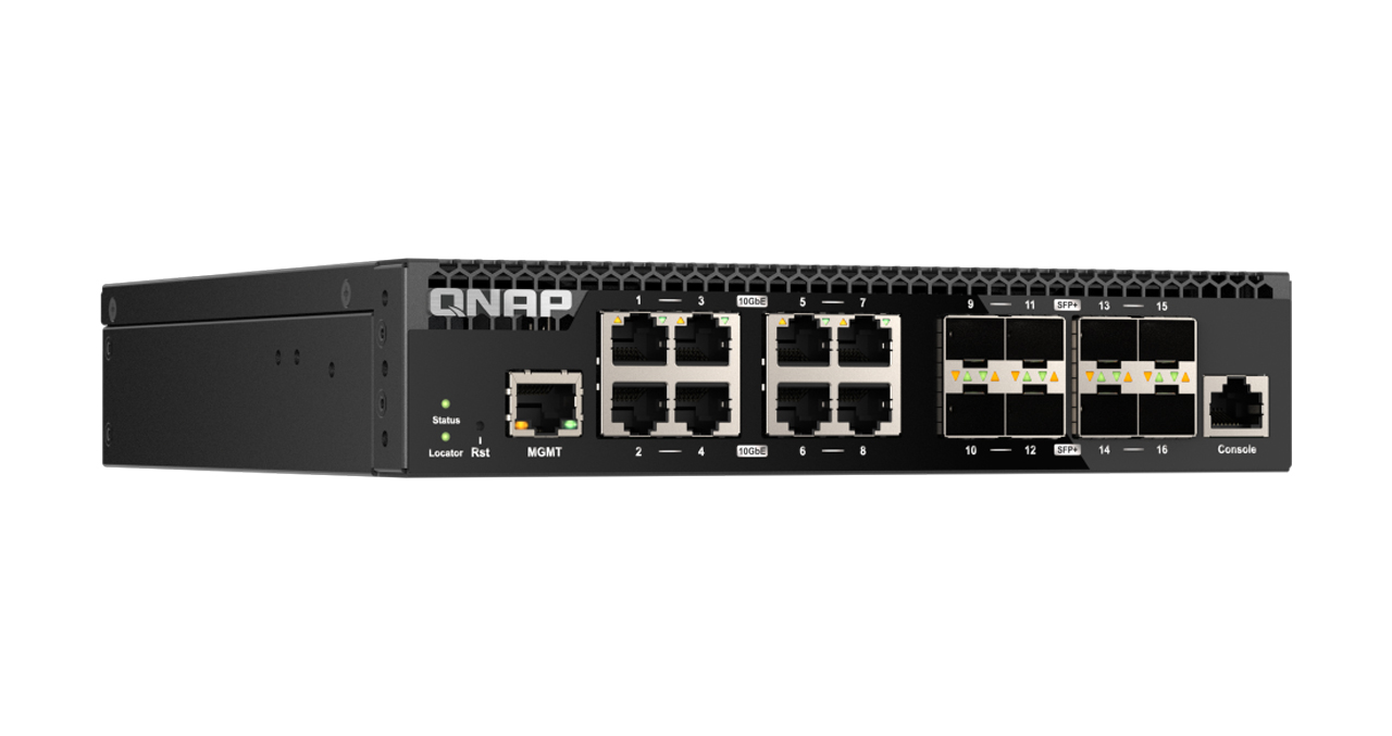 SWITCH QNAP TIPO RACK 12 PUERTOS 8SFP+10 GBE- 4 BASE-T de 10 GbE - 2