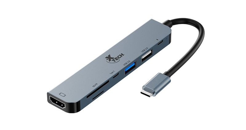 ADAPTADOR XTECH MULTIPUERTO 7 EN 1 CON CONEXION USB-C