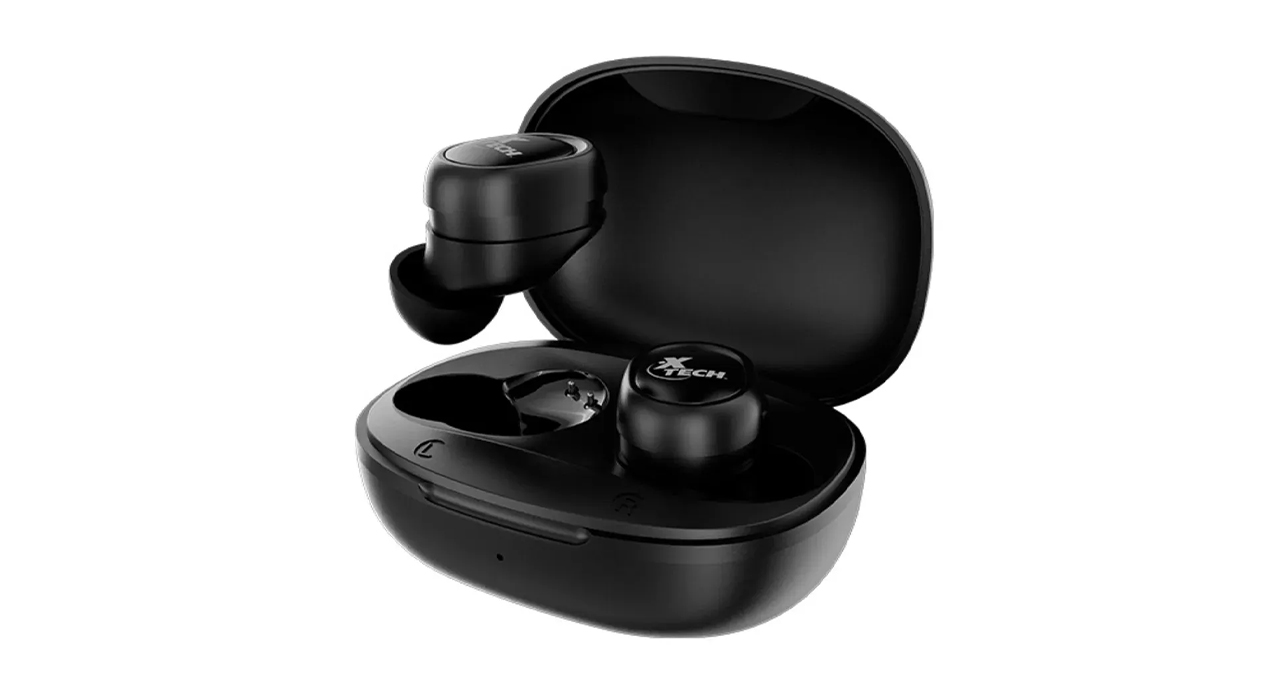 AUDIFONO + MICROFONO XTECH IN EAR BLUETOOTH 5mW - XOUND NEGRO - ESTUCHE DE CARGA