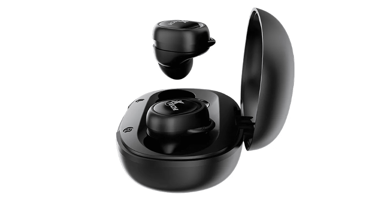 AUDIFONO + MICROFONO XTECH IN EAR BLUETOOTH 5mW - XOUND NEGRO - ESTUCHE DE CARGA - 2