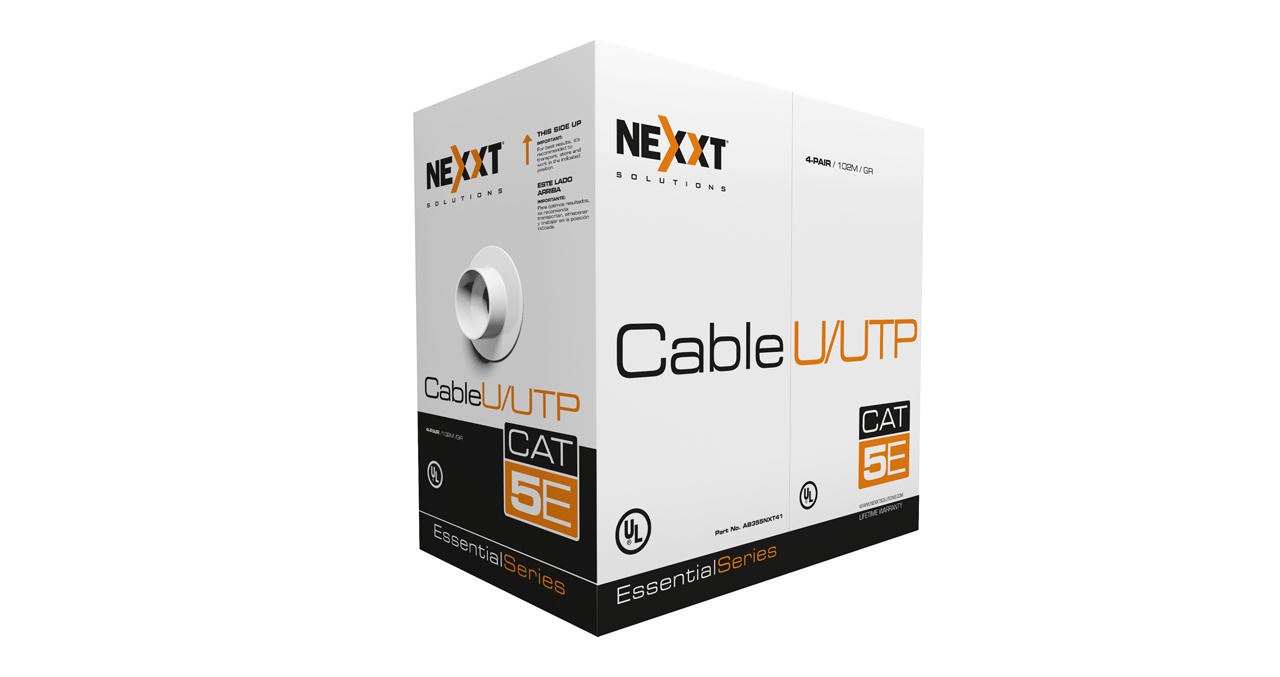 ROLLO DE CABLE UTP NEXXT CAT. 5E 100 METROS 25 AWG U/UTP 4 PARES - GRIS