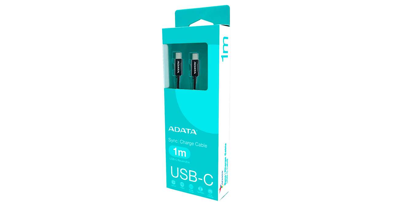 CABLE ADATA USB-C a USB-C 1 METRO TRENZADO CARGA RAPIDA 480MBPS 100W - NEGRO