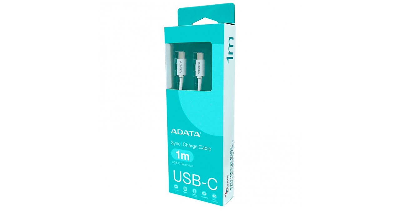 CABLE ADATA USB-C a USB-C 1 METRO TRENZADO CARGA RAPIDA 480MBPS 100W - BLANCO