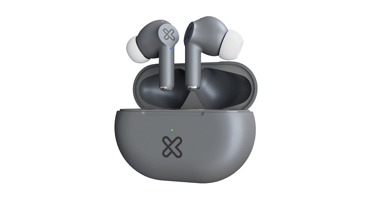 AUDIFONO + MICROFONO KLIP XTREME IN EAR BLUETOOTH - TACTIL - ESTUCHE DE CARGA - GRIS