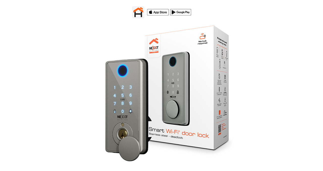 CERRADURA SMART WIFI NEXXT NHS-D150 USB-C HUELLA DIGITAL ACERO INOXIDABLE