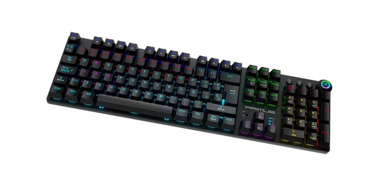 TECLADO PRIMUS INALAMBRICO GAMER USB SWITCH MECÁNICO ROJO